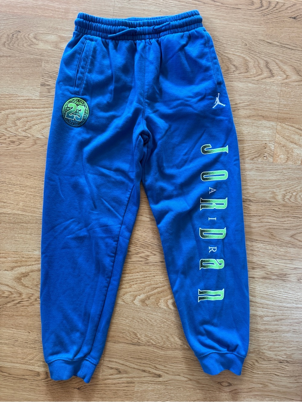 Jordan Boys Royal Blue 'Jordan' Script Fleece Joggers with Neon Accents